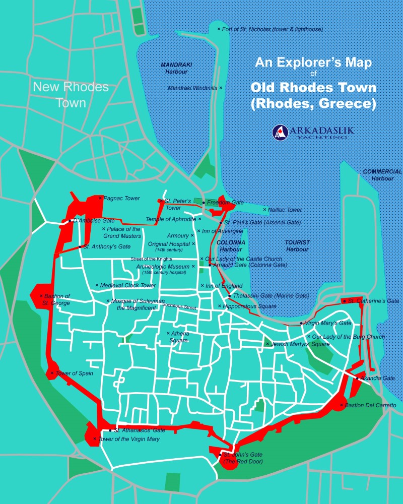 Map Old Rhodes Town 